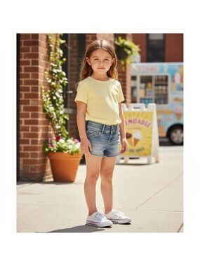 Abercrombie Kids Denim Shortie Shorts Size 5/6 Blue Mid Rise Jean Cutoffs